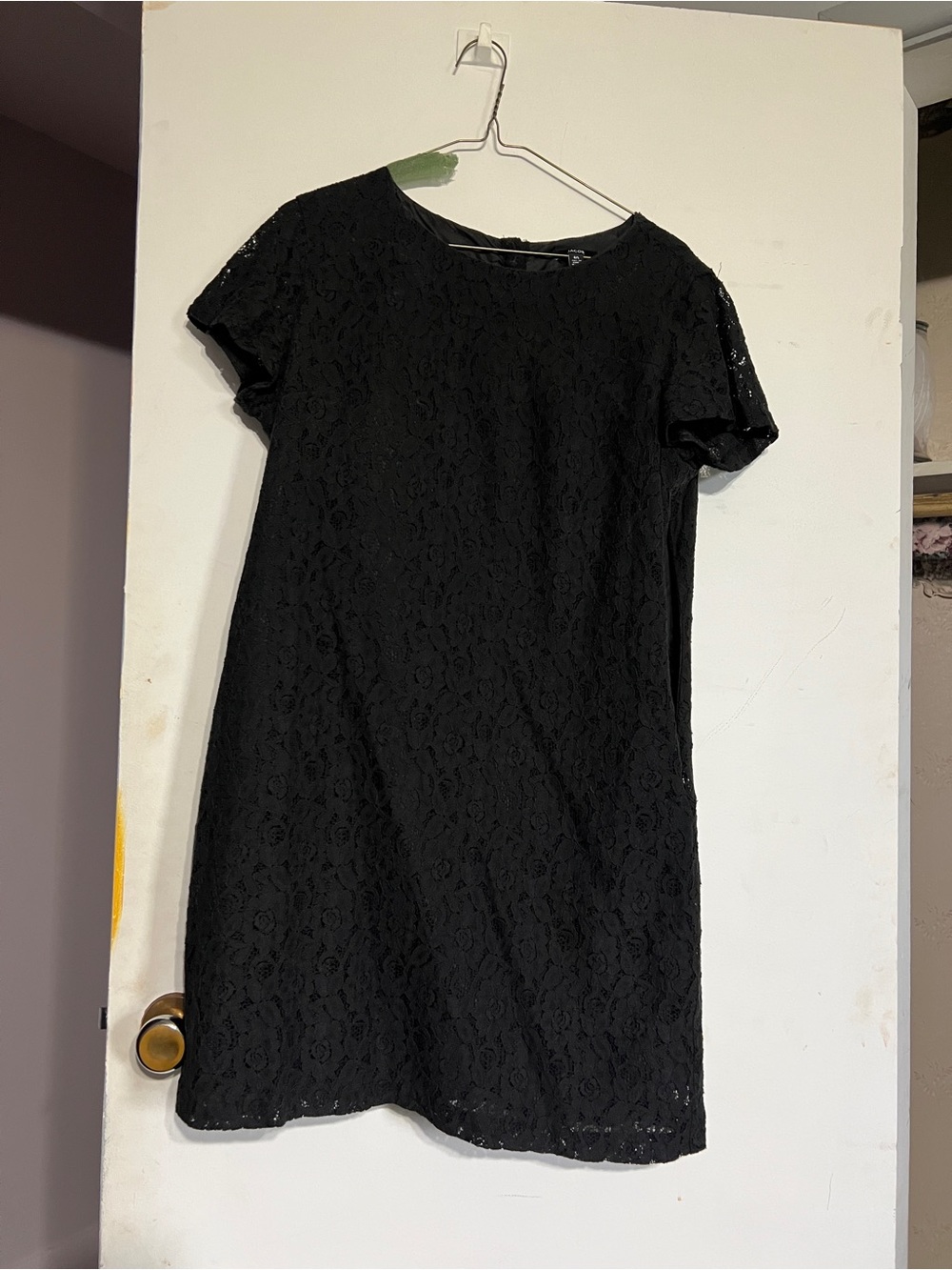 Jacob Black Lace Short-Sleeve Shift Dress